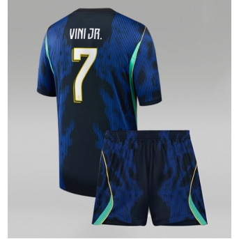 Billige Fotballdrakt Brasil Vinicius Junior #7 Replika Bortedraktsett Barn VM 2026 Kortermet (med bukser)